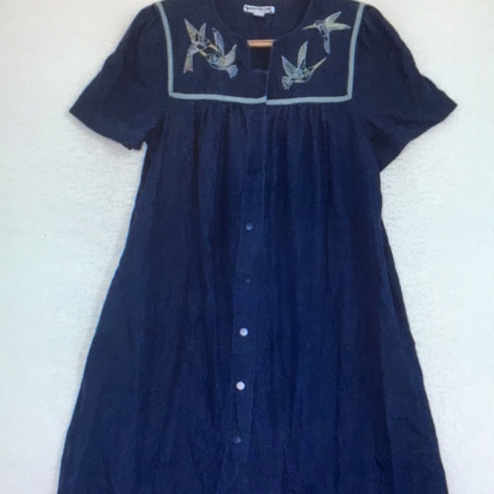 Blue Puff Sleeve Sundress with Square Neck